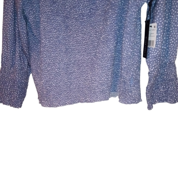 Black Tape Smocked Blouson Sky Blue Dot Cottage Core Poet Sleeved Plus Top 2X - Picture 5 of 9